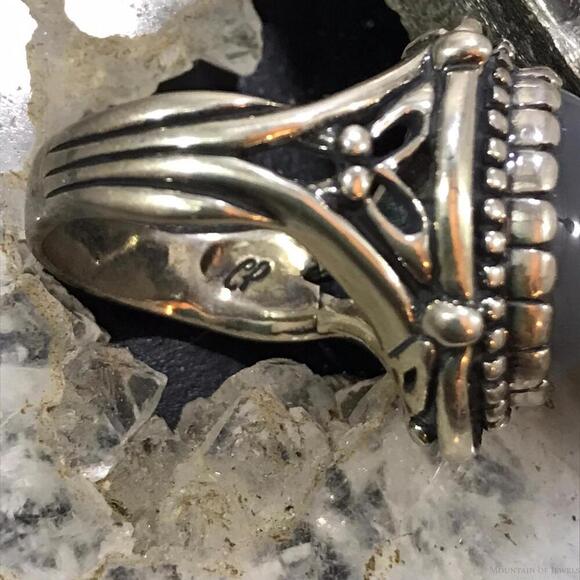 Carolyn Pollack Sterling Silver Oval Gray Agate Decorated Ring Size 9 For Women - Picture 7 of 10
